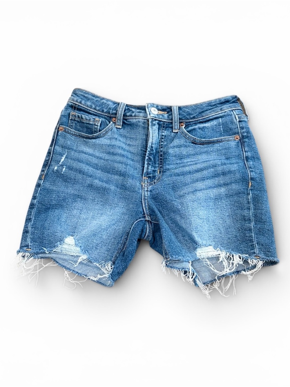 Old Navy OG Straight High Rise Denim Shorts Raw Hem Distressed Size 4 NWOT